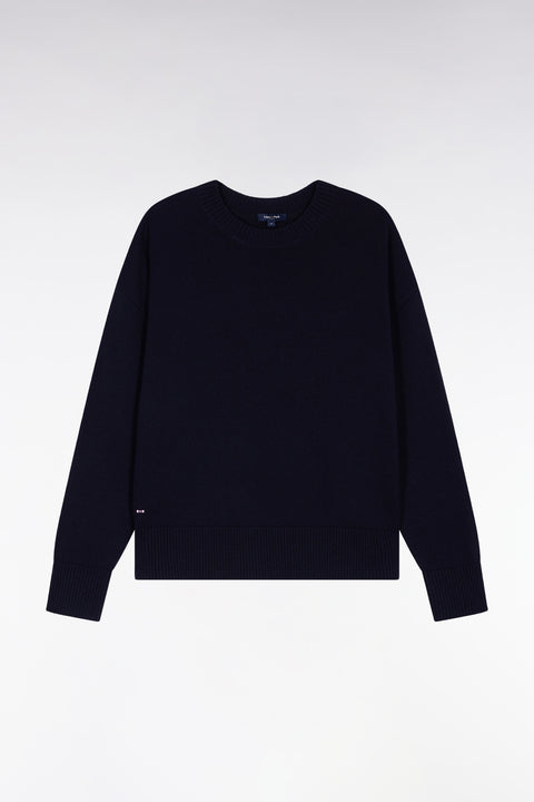 Round-neck sweater in wool and navy cotton Relaxed fit - Image 2