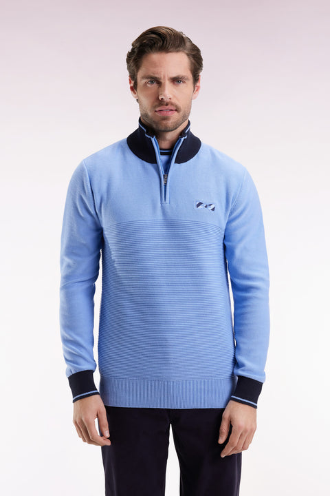 Sky cotton trucker-neck sweater with bow tie - Image 3