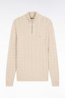 Beige cotton trucker-neck sweater