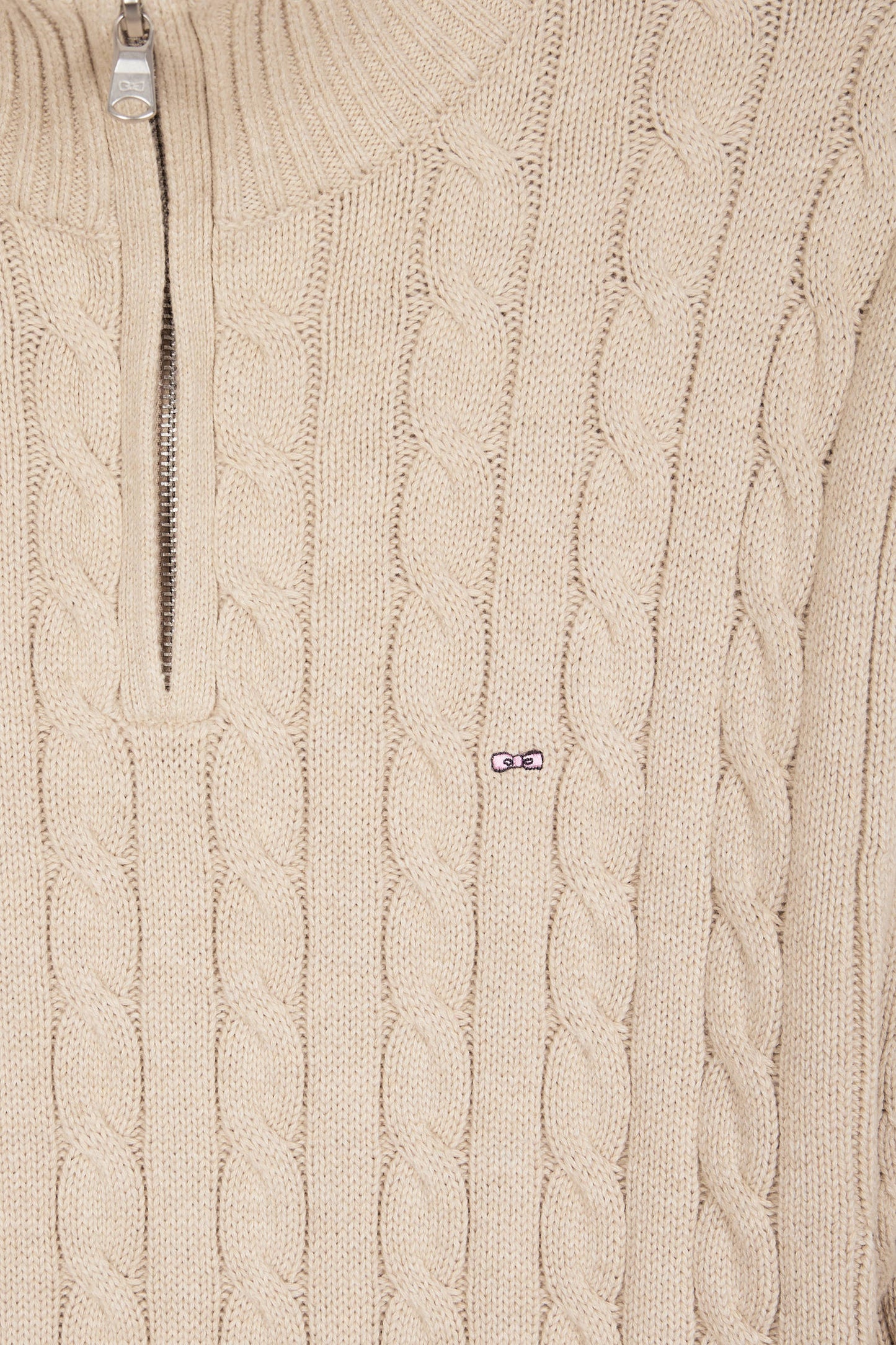 Beige cotton trucker-neck sweater