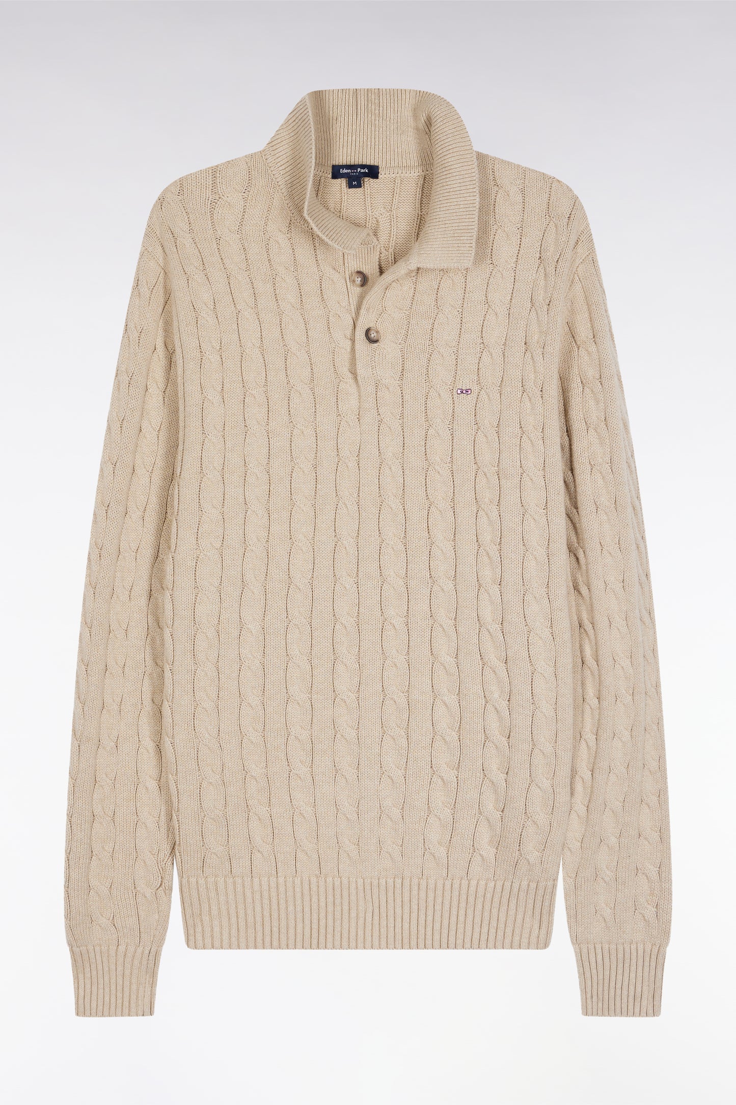 Beige cotton cable-knit sweater
