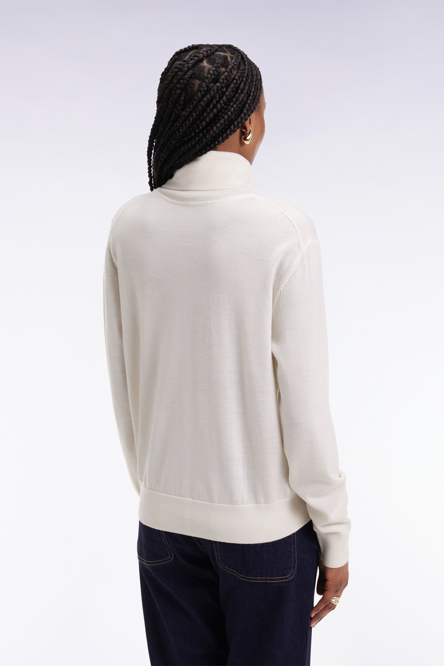 Turtleneck sweater in ecru merino wool