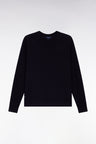 Round-neck sweater in navy merino wool