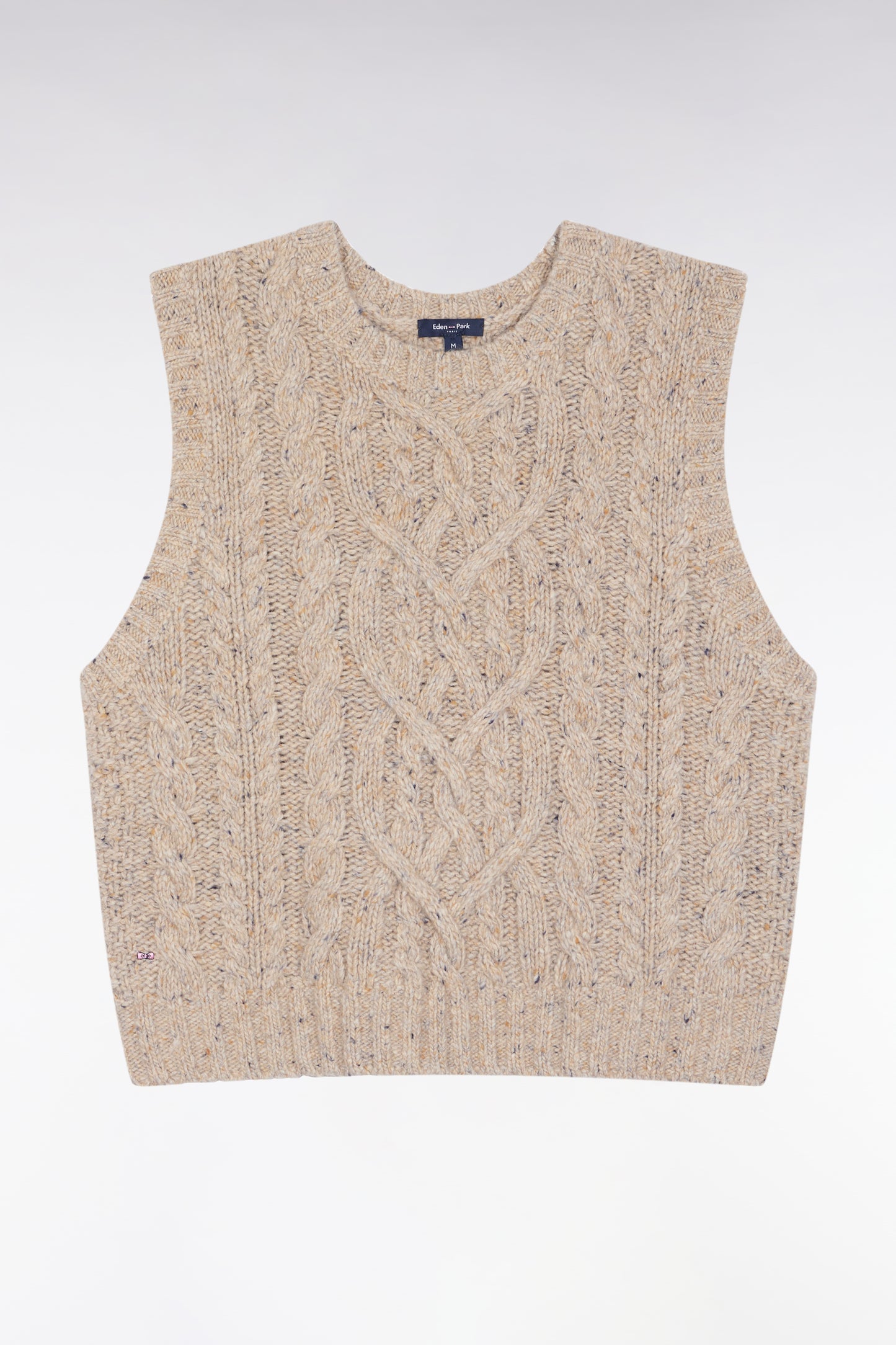 Sleeveless virgin wool blend sweater in beige Relaxed cut