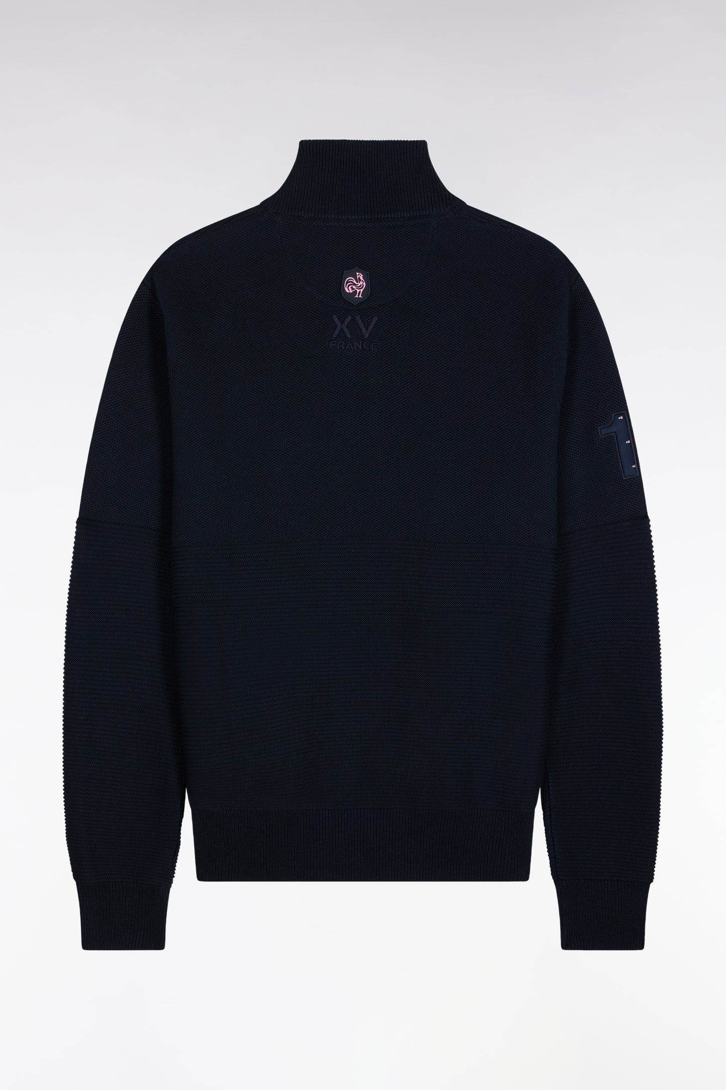 XV de France truck-neck sweater in navy cotton