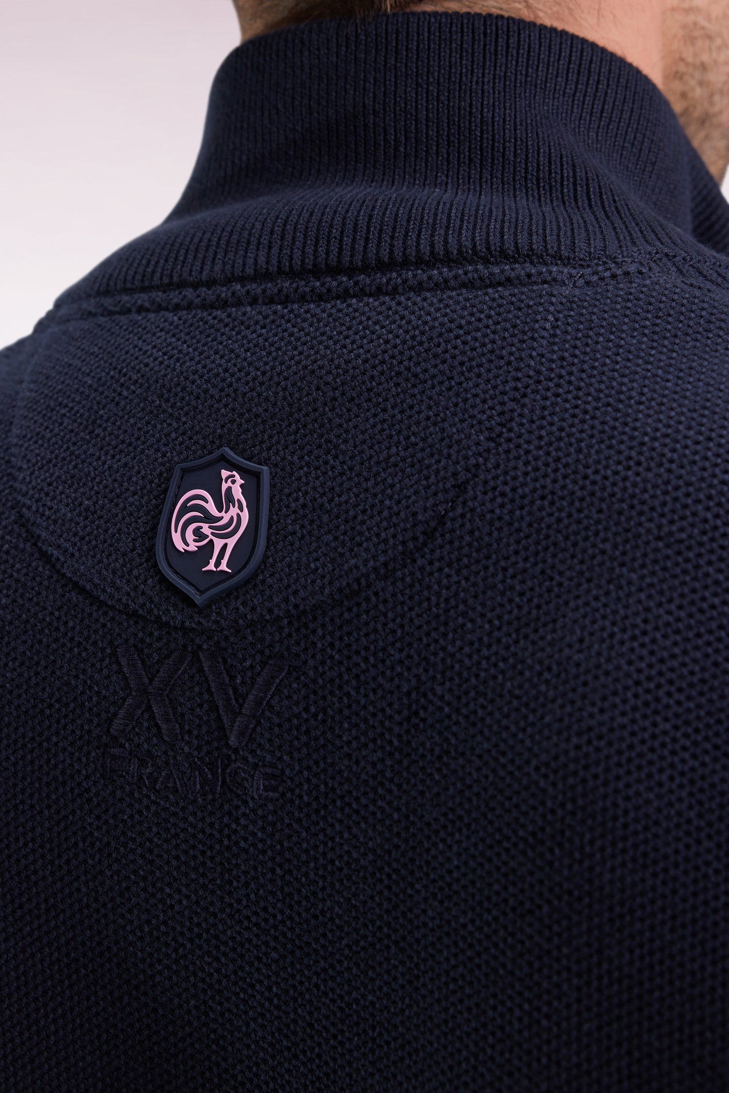 XV de France truck-neck sweater in navy cotton