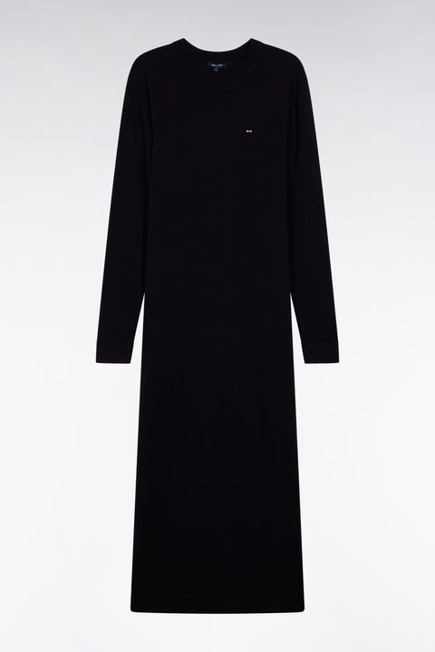 Round-neck dress in navy merino wool - Image 2