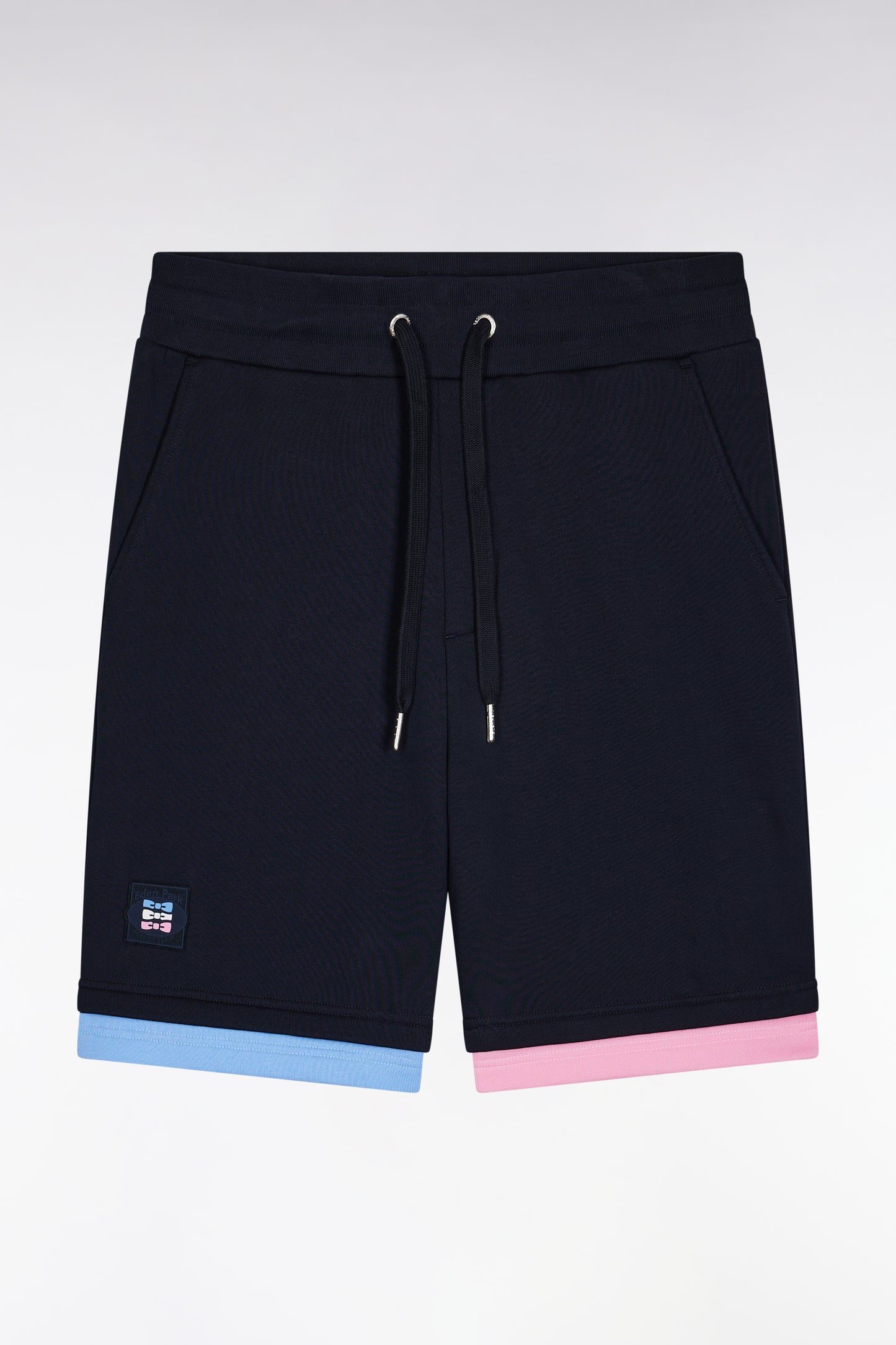 Navy cotton fleece shorts, loose fit