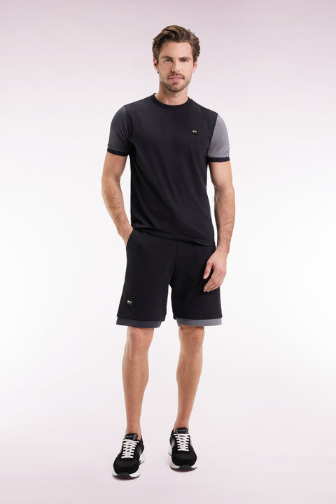 Short en molleton coton noir coupe ample - Image 1