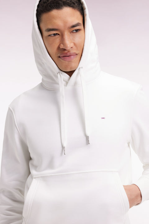 White cotton hooded sweatshirt, straight cut - Image 1