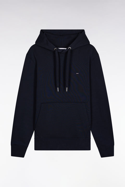 Navy cotton hooded sweatshirt, straight cut - Image 2