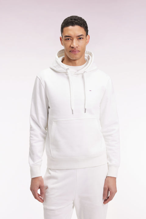 White cotton hooded sweatshirt, straight cut - Image 3