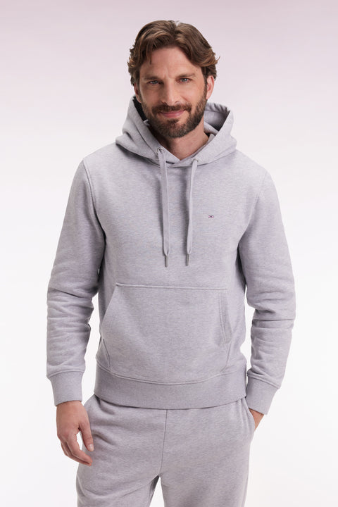 Grey cotton hooded sweatshirt, straight cut - Image 3