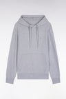 Sweatshirt à capuche en coton gris coupe droite