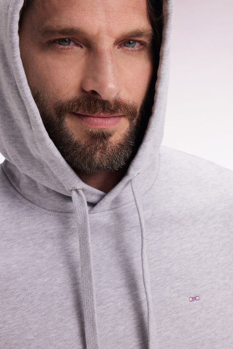 Grey cotton hooded sweatshirt, straight cut - Image 1