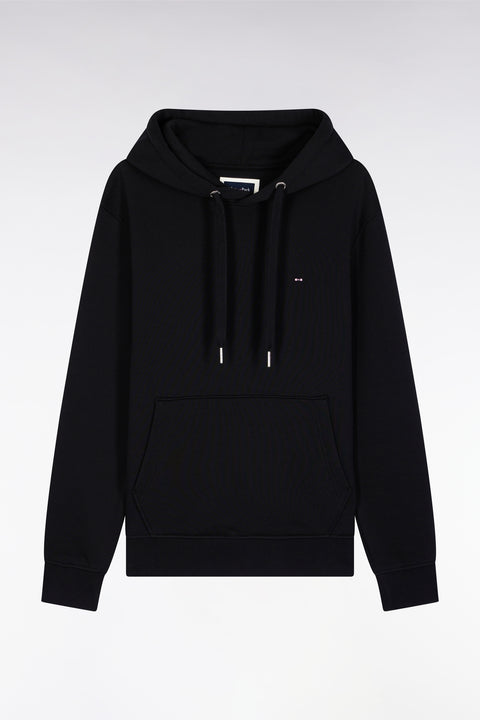 Black cotton hooded sweatshirt, straight cut - Image 2