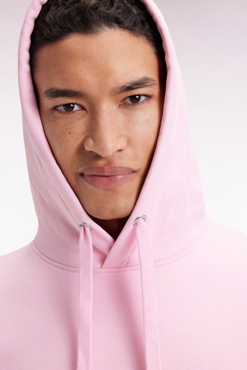 Pink cotton hooded sweatshirt, straight cut - Image 1
