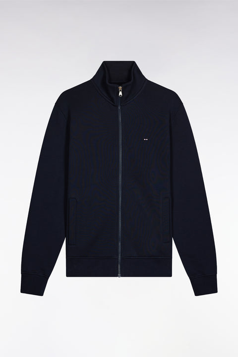 Navy cotton zip-up sweatshirt, straight cut - Image 2