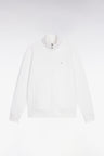 Sweatshirt zippé en coton blanc coupe droite