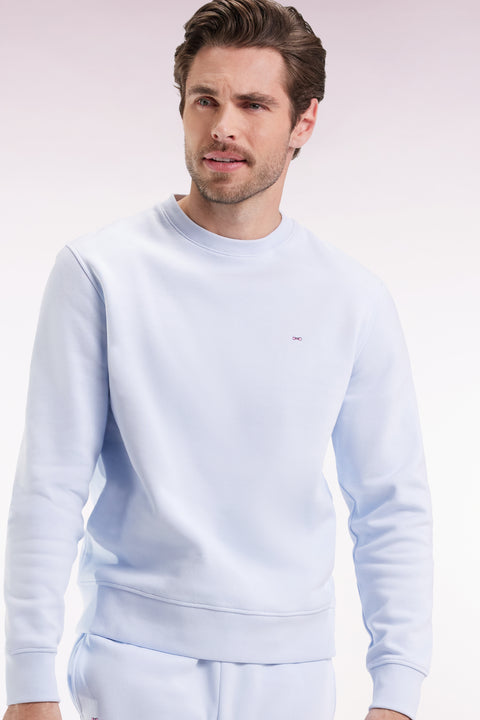 Sky cotton round-neck sweatshirt, straight cut - Image 1