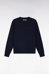Sweatshirt à col rond en coton marine coupe droite