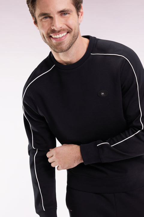 Black fleece sweatshirt with colored piping - Image 1