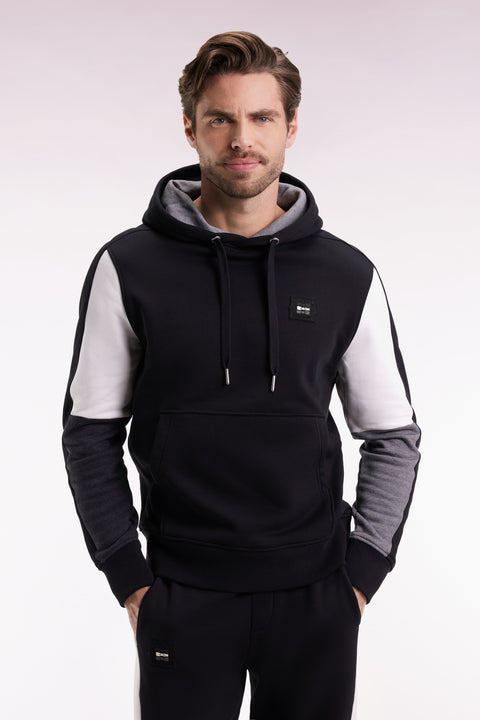 Black hooded sweatshirt with contrasting cut-out sleeves - Image 3