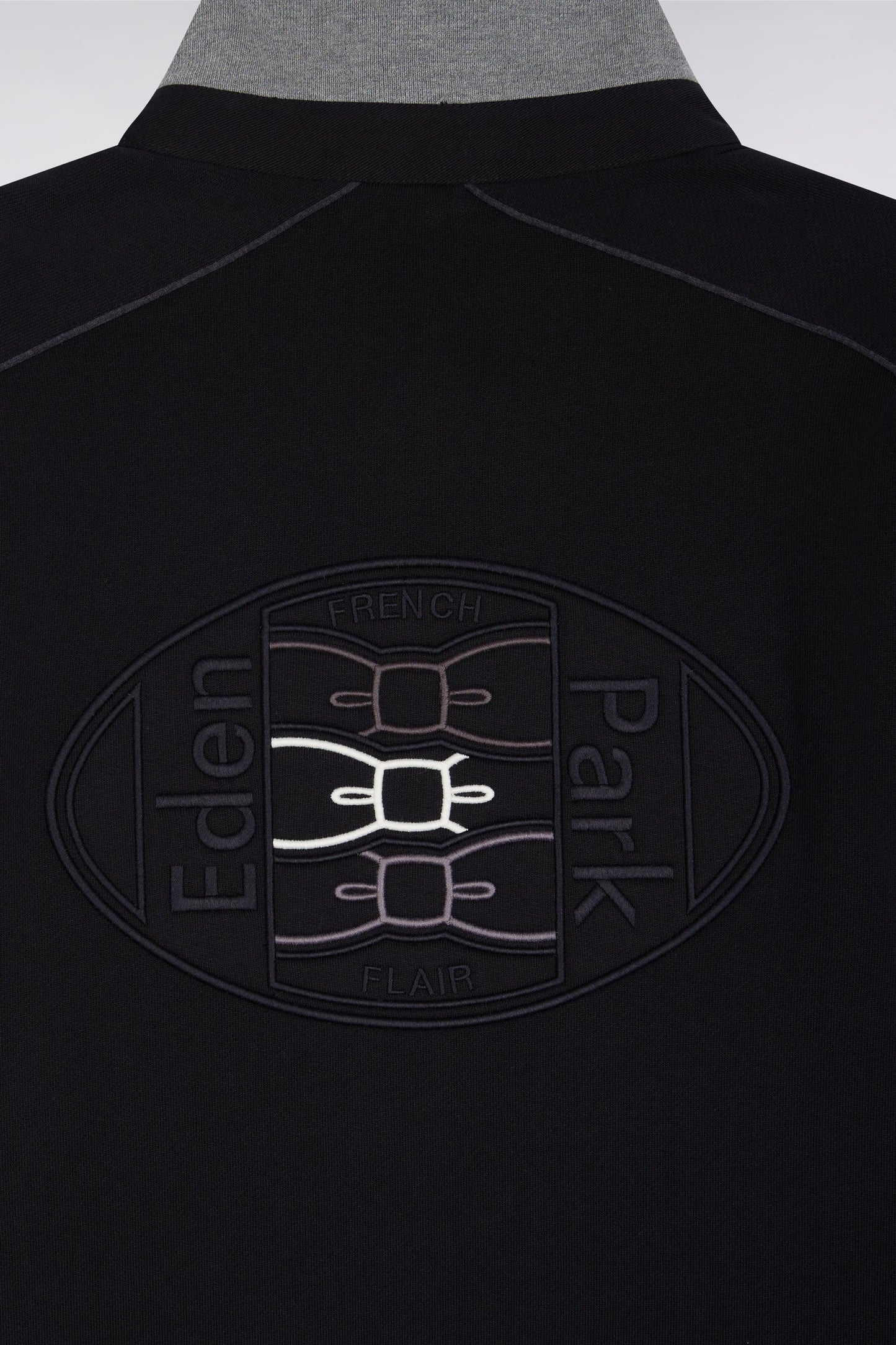 Sweatshirt with jersey collar in black brushed fleece