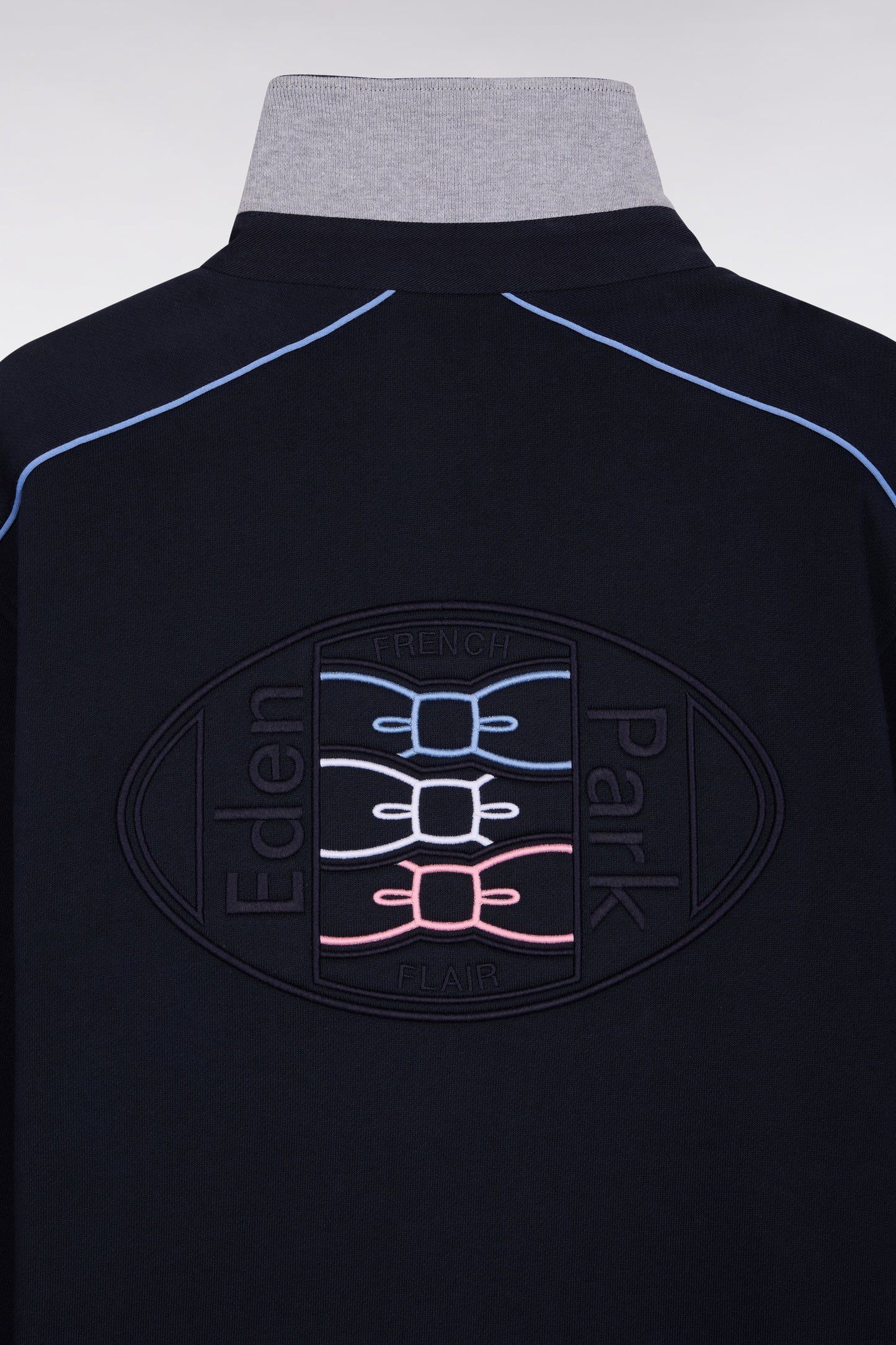 Shirt-neck sweatshirt in navy brushed fleece