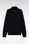 Sweatshirt à col montant zippé en molleton coton noir