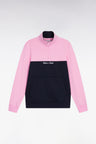 Sweatshirt col camionneur en molleton bicolore rose