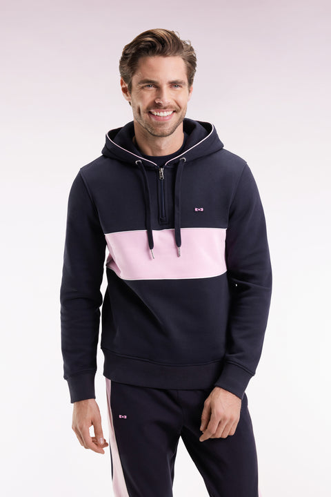 Navy and pink half-zip hoodie - Image 3