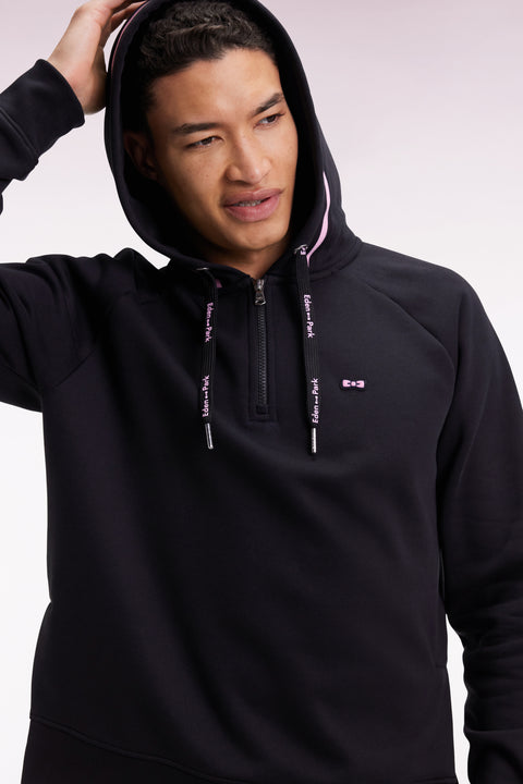 Black cotton-blend fleece hooded sweatshirt Relaxed cut - Image 1
