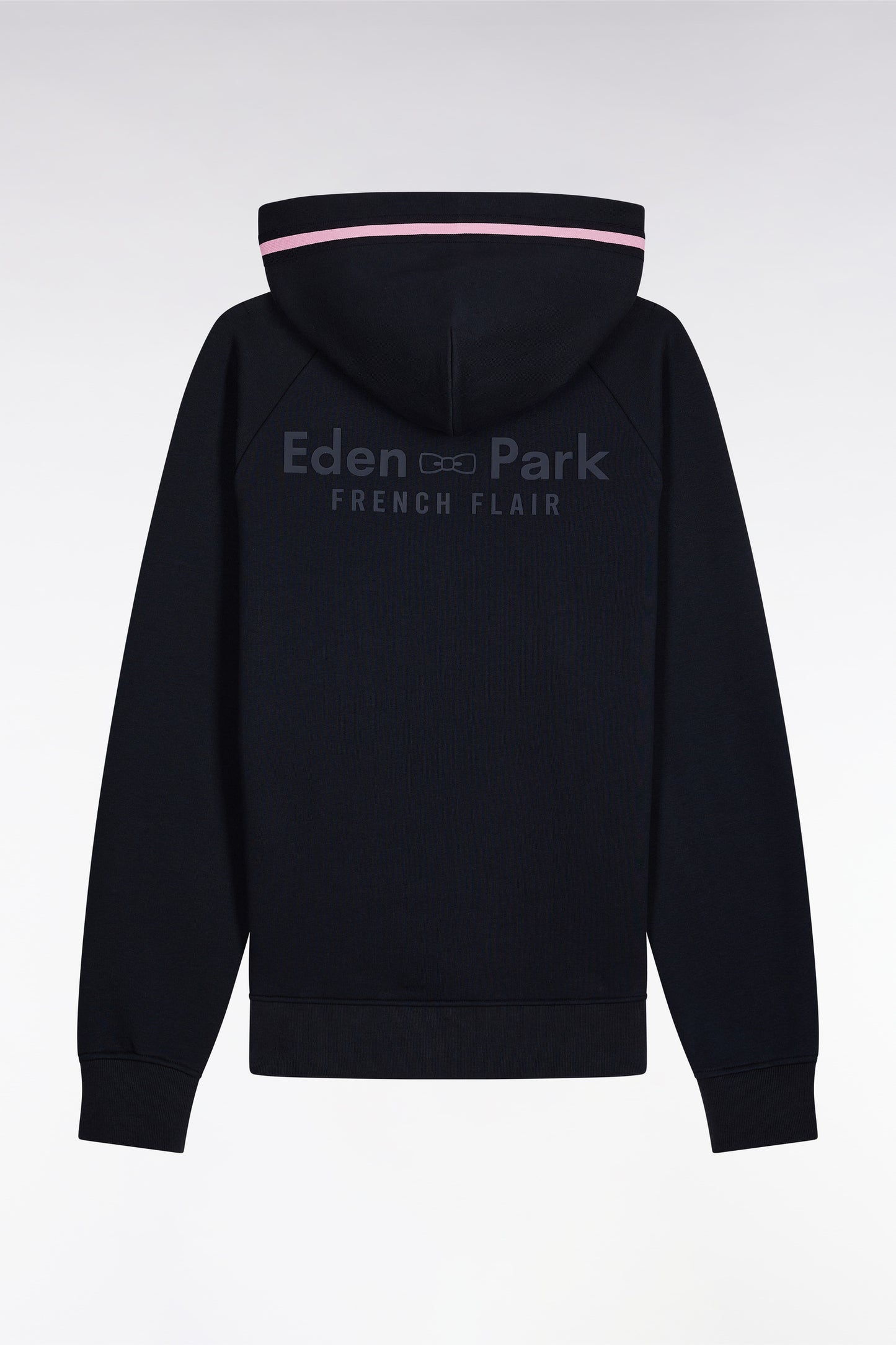 Relaxed fit navy cotton blend fleece hooded sweatshirt