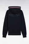 Relaxed fit navy cotton blend fleece hooded sweatshirt