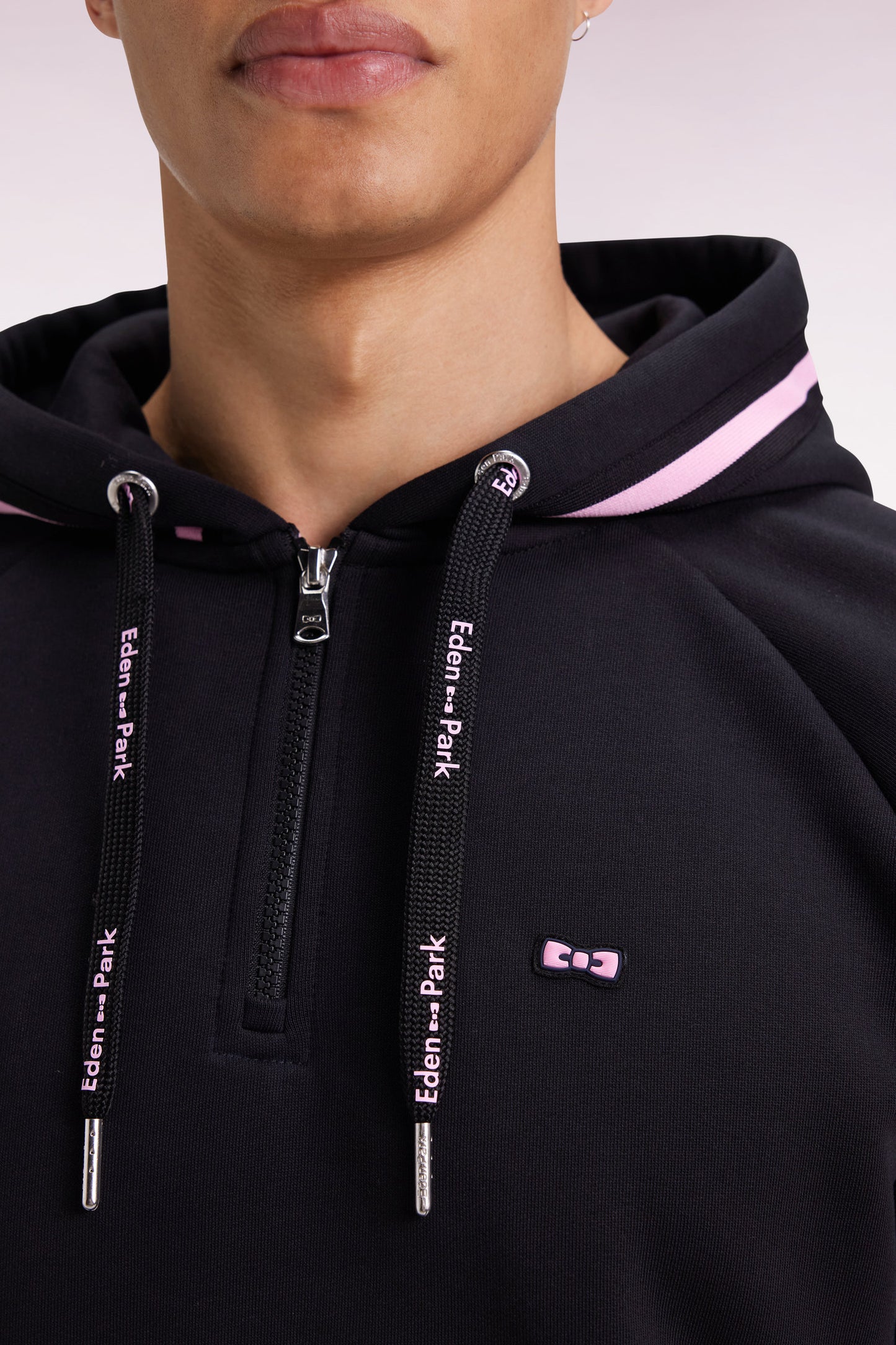 Black cotton-blend fleece hooded sweatshirt Relaxed cut