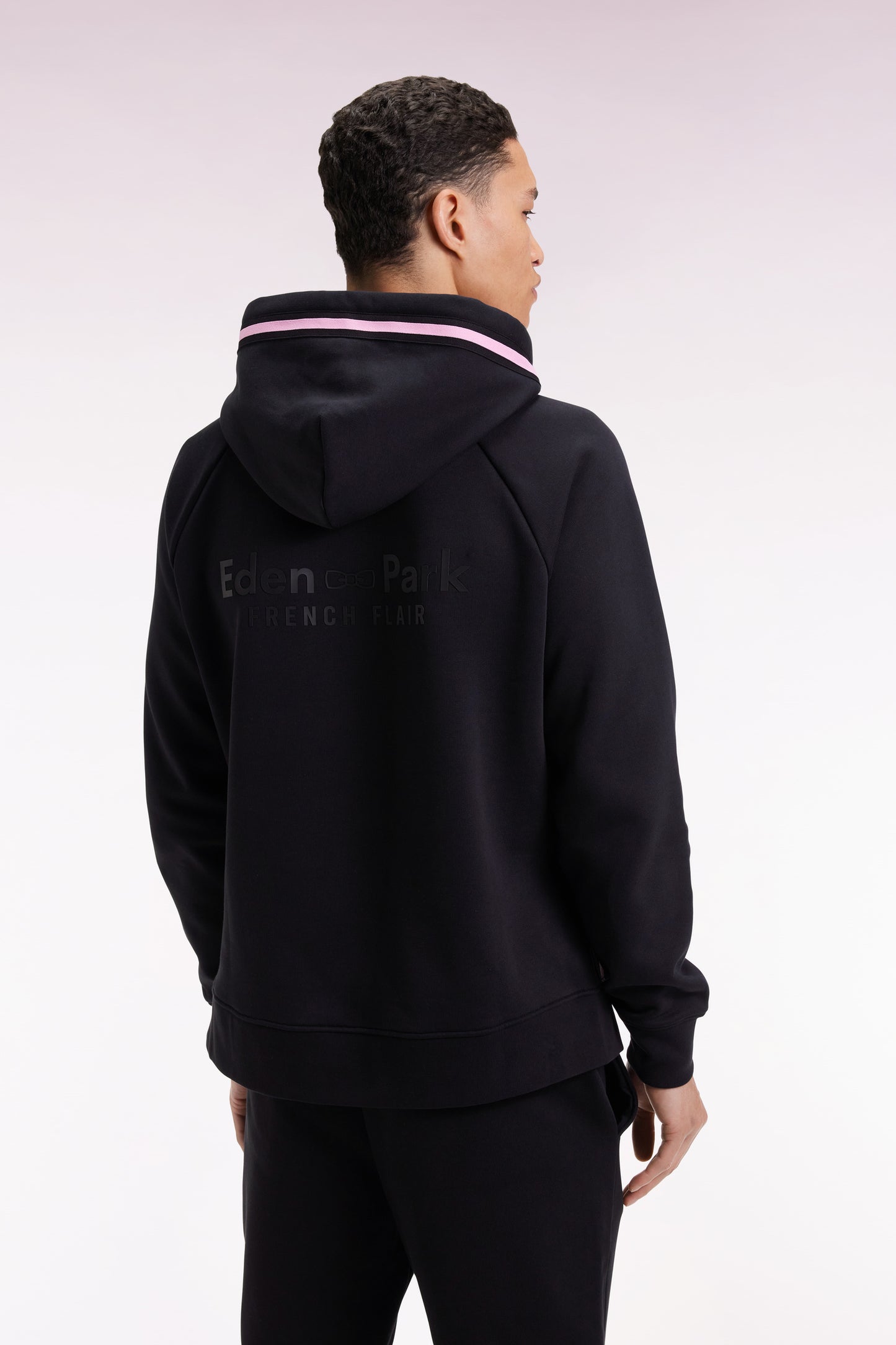 Black cotton-blend fleece hooded sweatshirt Relaxed cut