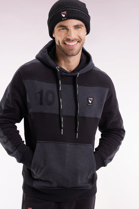 Relaxed fit hooded sweatshirt in dark grey cotton - Image 1