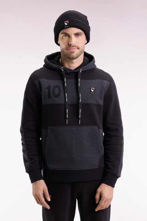 Relaxed fit hooded sweatshirt in dark grey cotton - Image 3