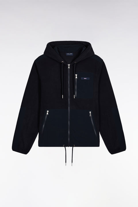 Navy two-color hooded sweatshirt with zip, straight cut - Image 2