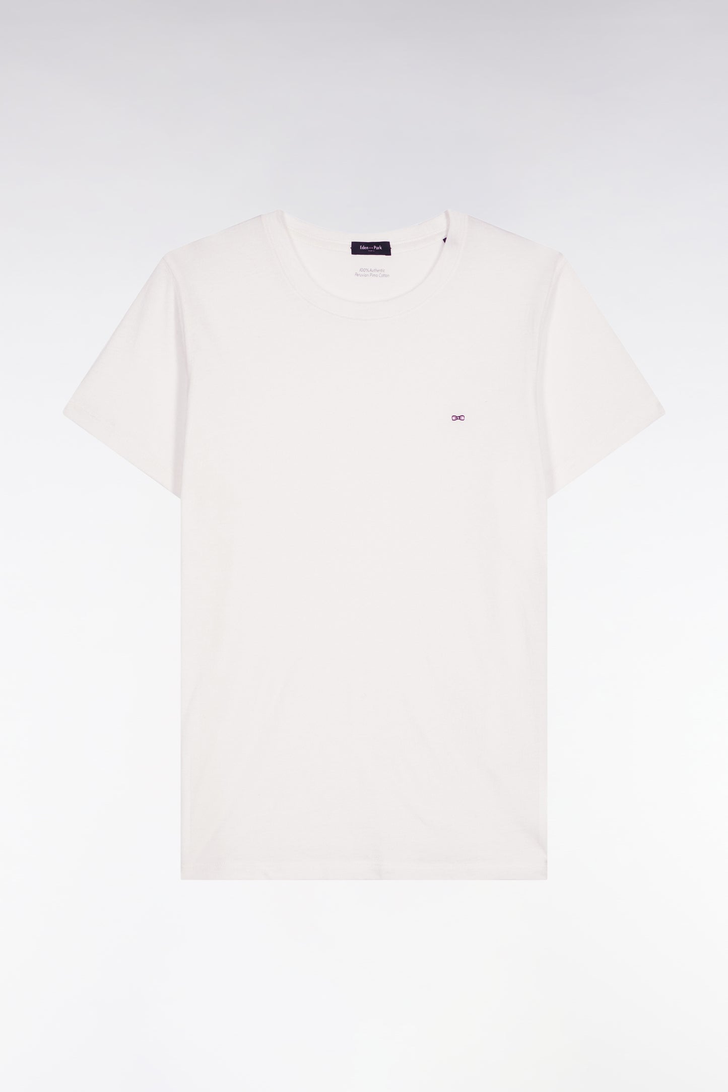 Short-sleeved T-shirt in white Pima cotton with round collar