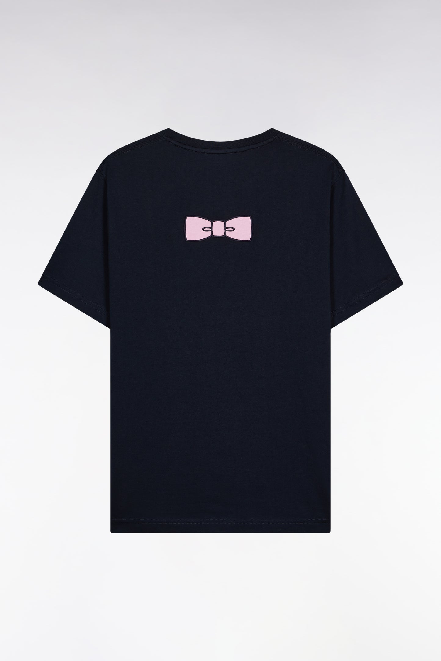 T-shirt à manches courtes broderie dos en coton Pima marine