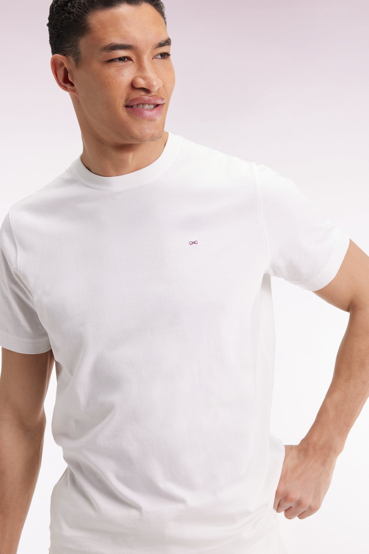 T-shirt à manches courtes broderie dos en coton Pima écru