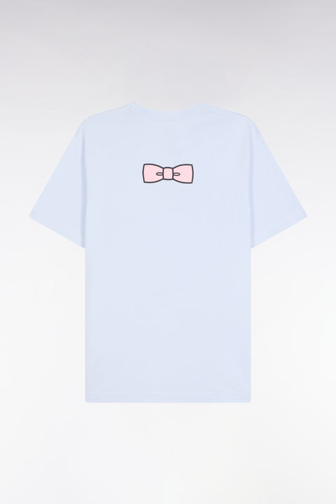 Short-sleeved T-shirt with embroidered back in sky Pima cotton - Image 2