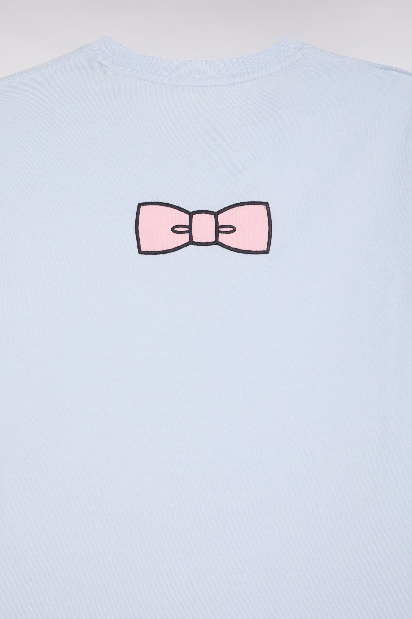 T-shirt à manches courtes broderie dos en coton Pima ciel