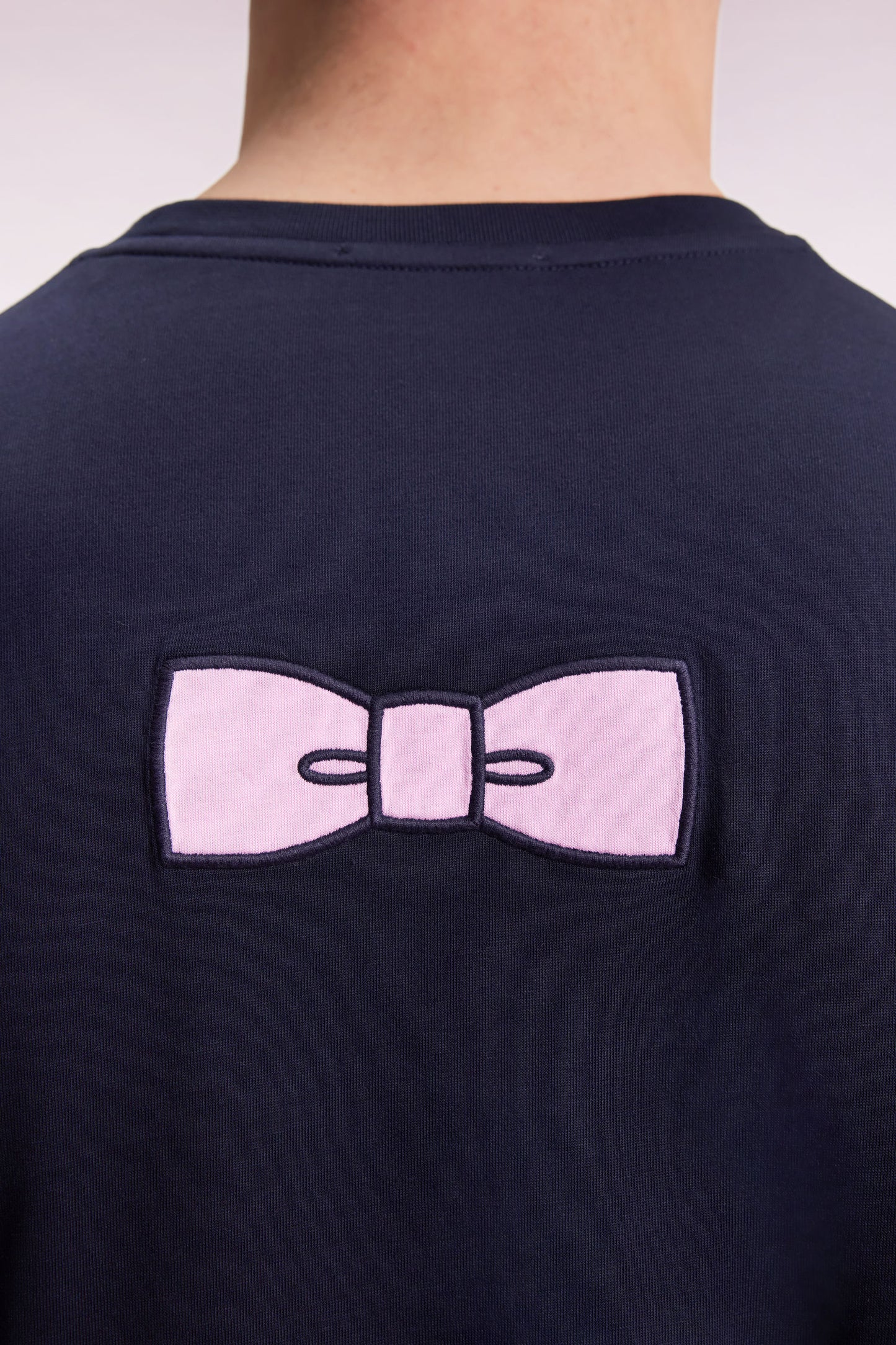 T-shirt à manches courtes broderie dos en coton Pima marine