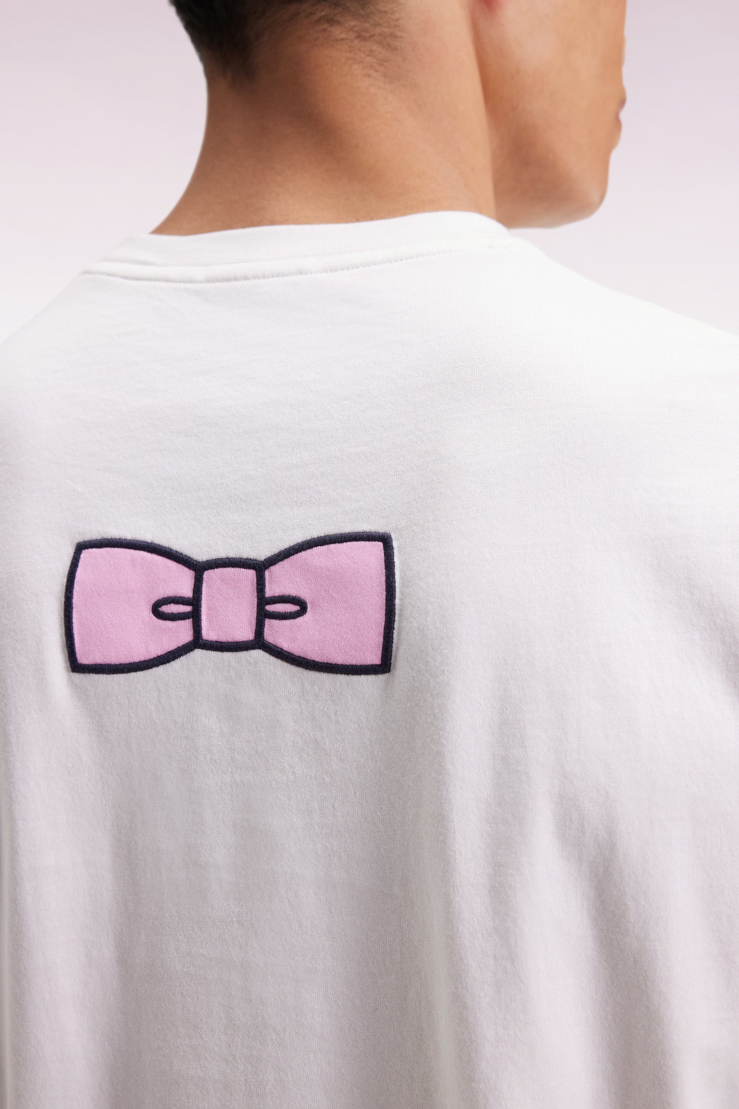 T-shirt à manches courtes broderie dos en coton Pima écru