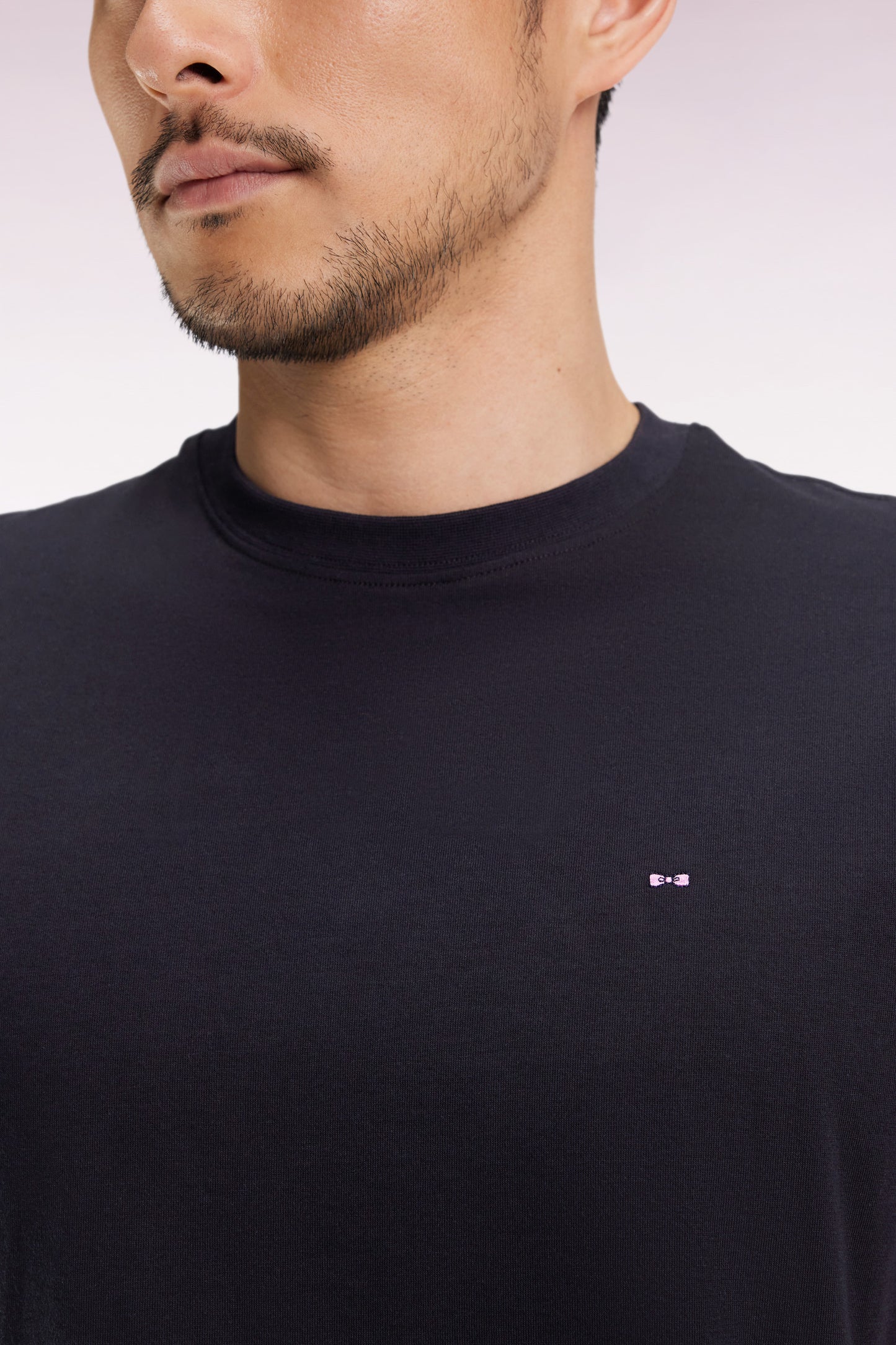 T-shirt à manches courtes broderie dos en coton Pima noir