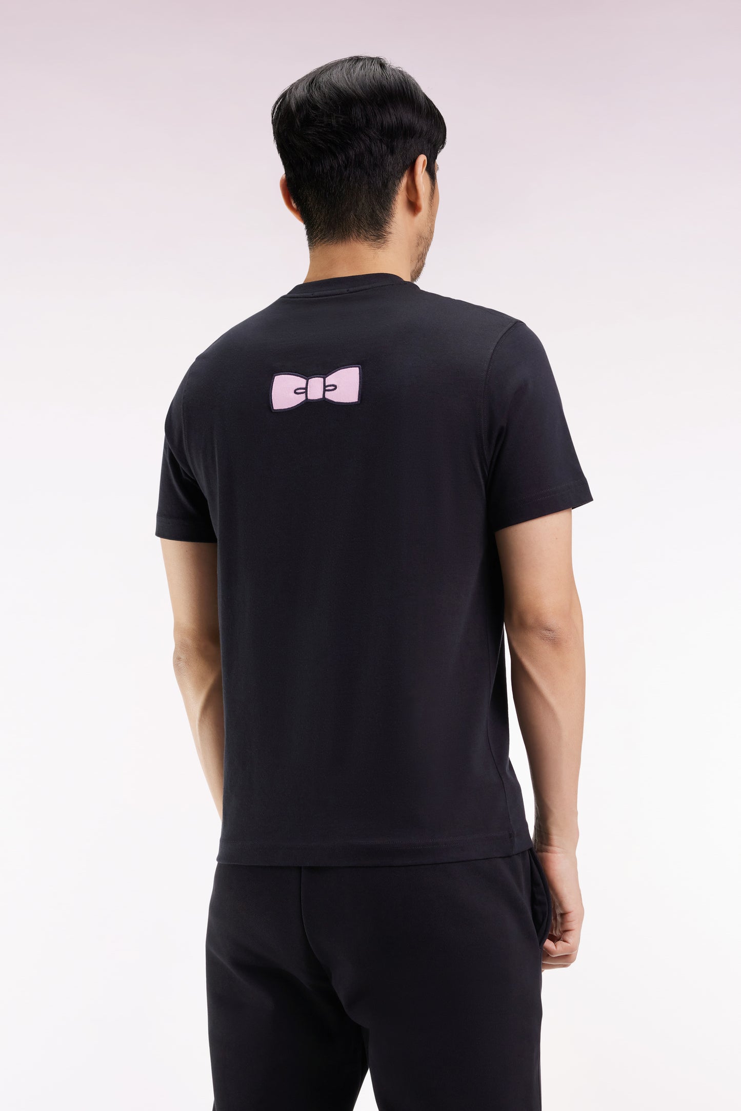 T-shirt à manches courtes broderie dos en coton Pima noir