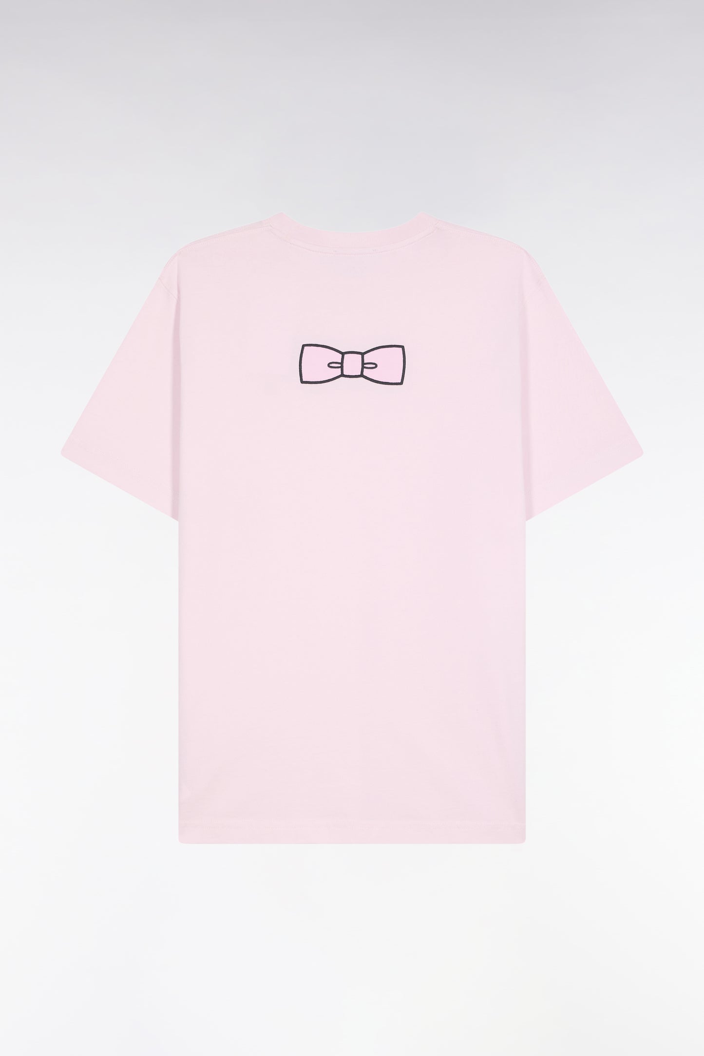 Short-sleeved T-shirt with embroidered back in pink Pima cotton